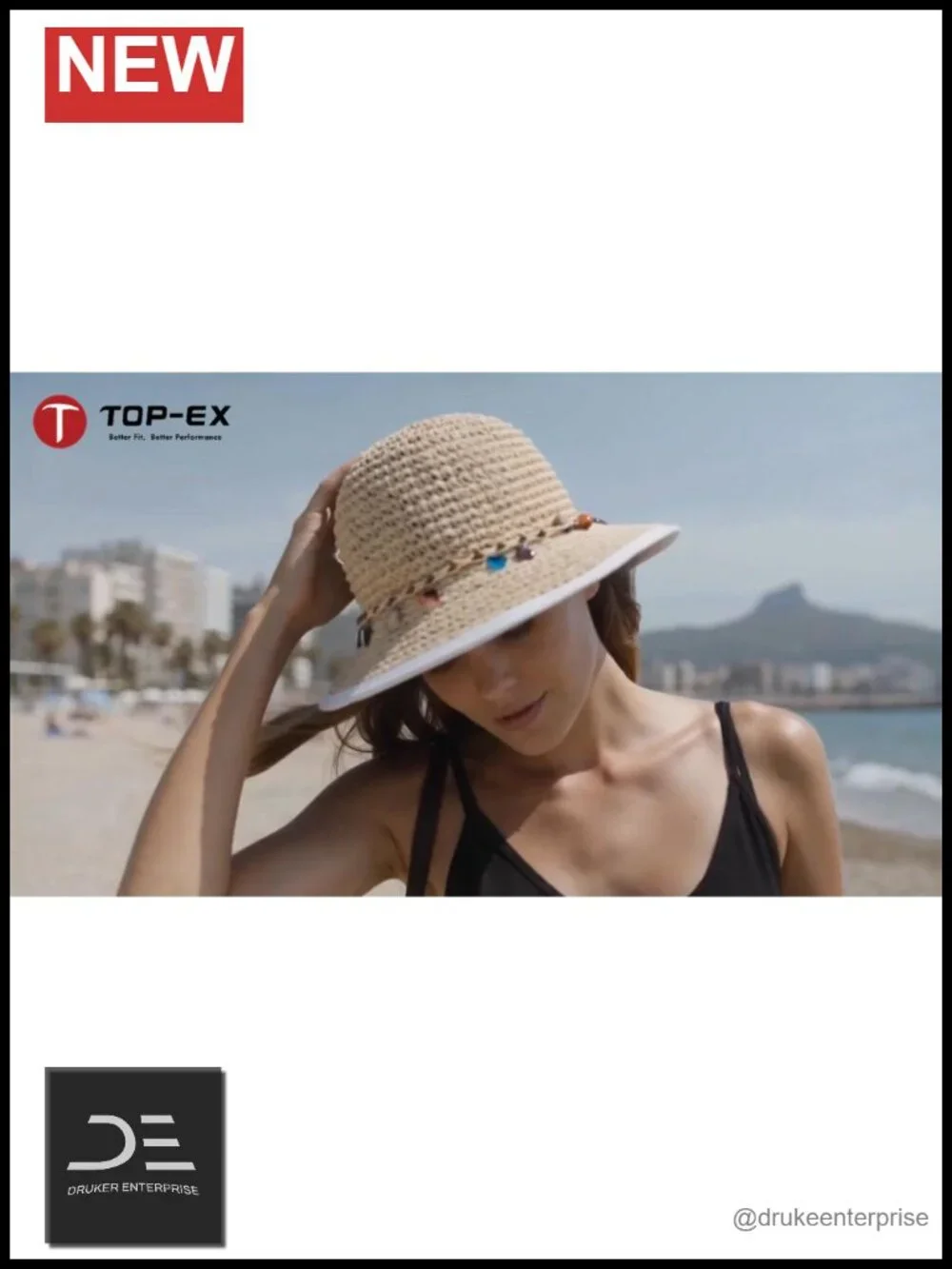 Straw Bucket Sun Hat with Cool Sweatband & Ponytail Opening UPF 80+